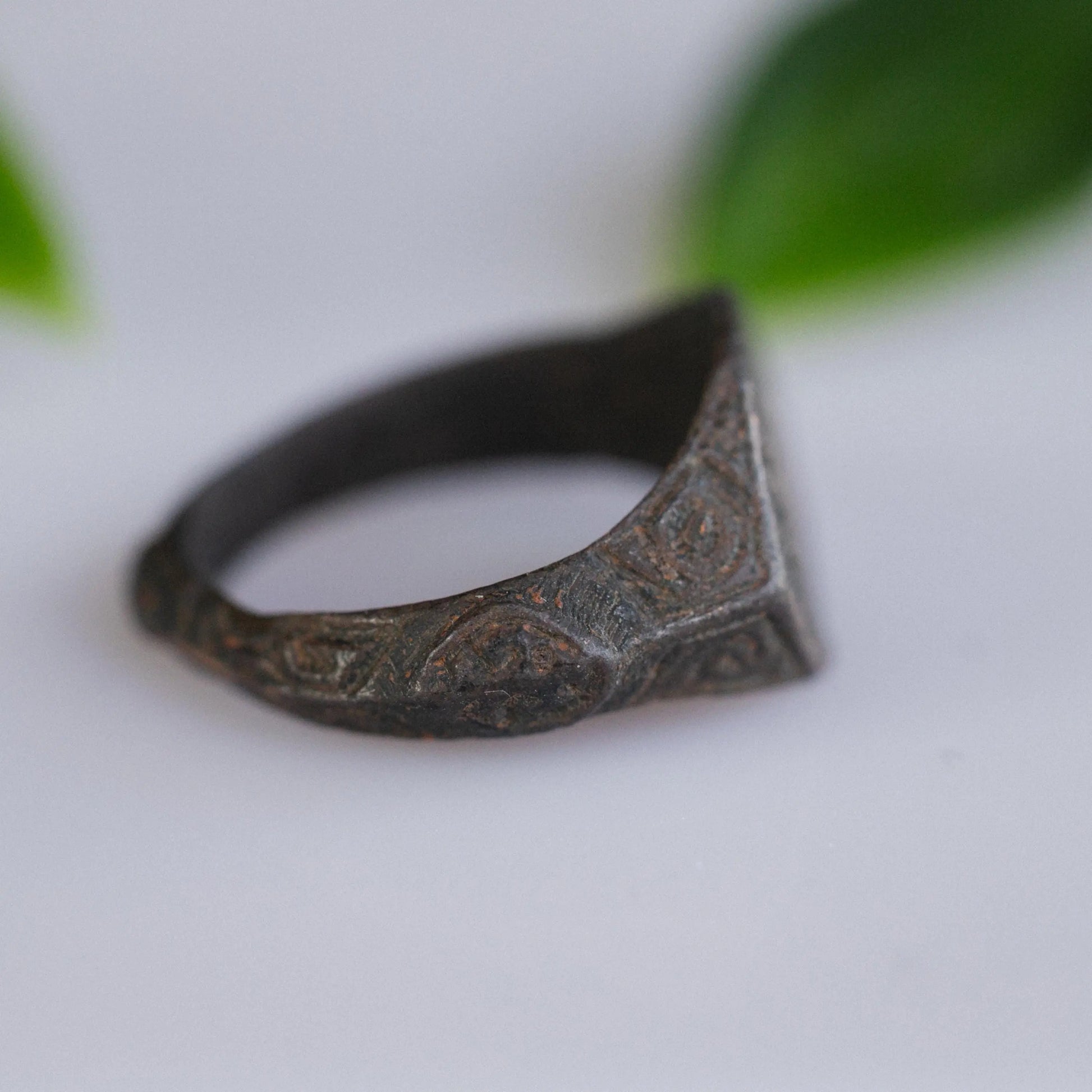 'Rashid' - Islamic Bronze Pseudo-Kufic Ring (13th–16th C. CE) EU 57 / US 8 Aurora Antiqua