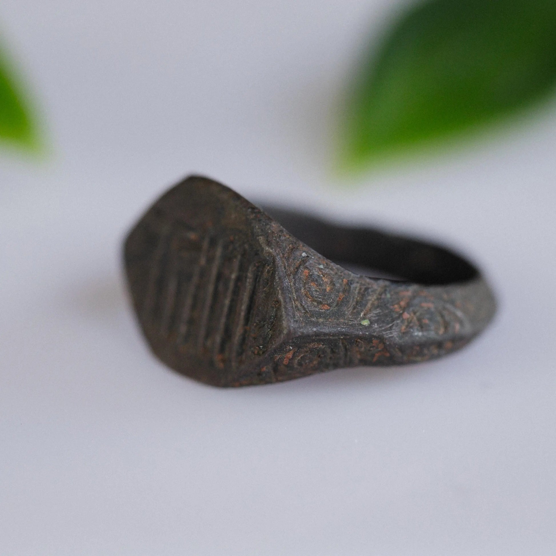 'Rashid' - Islamic Bronze Pseudo-Kufic Ring (13th–16th C. CE) EU 57 / US 8 Aurora Antiqua