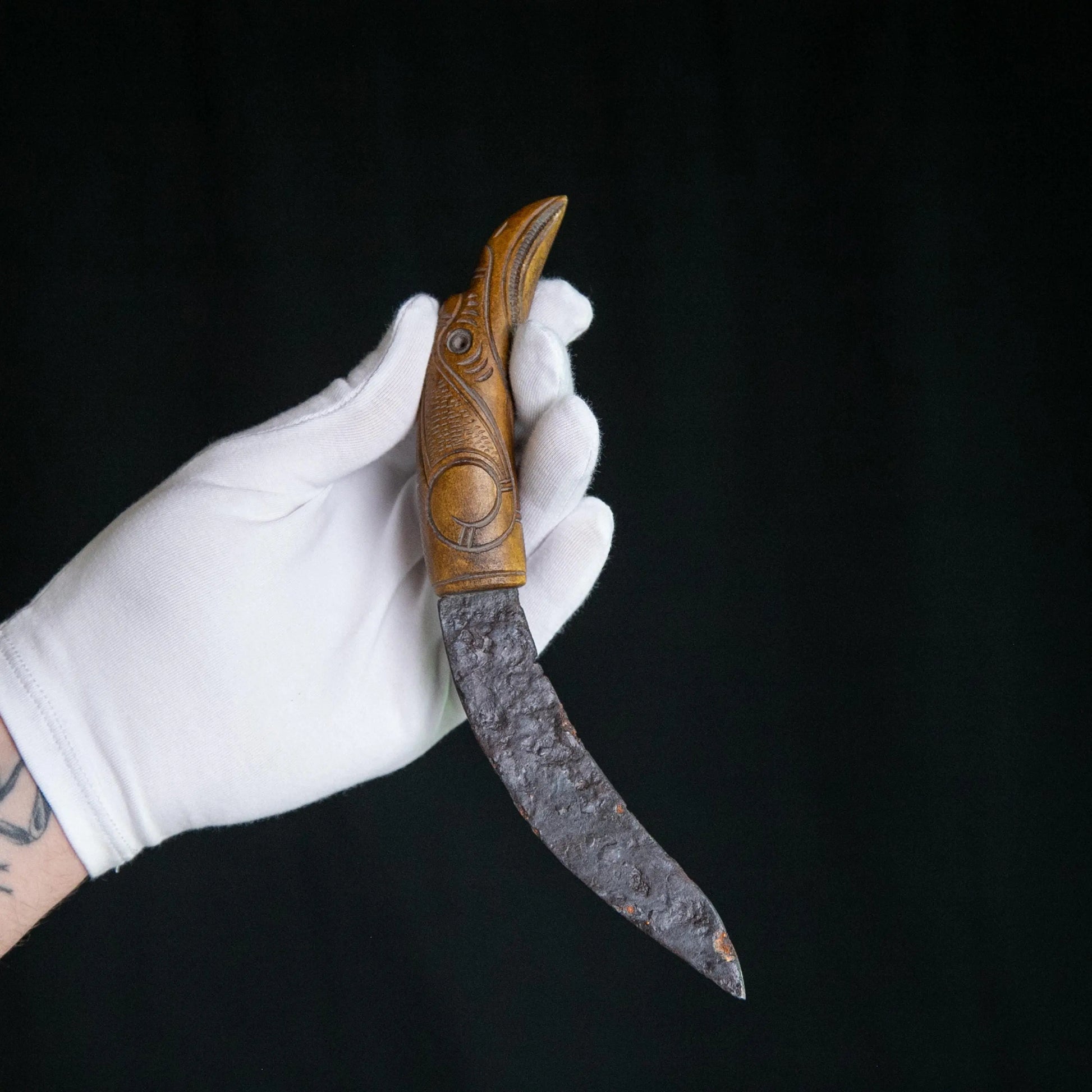 'Gunnar' Viking Iron Knife with Replica Raven-Head Bone Handle (9th–10th C. CE) Aurora Antiqua