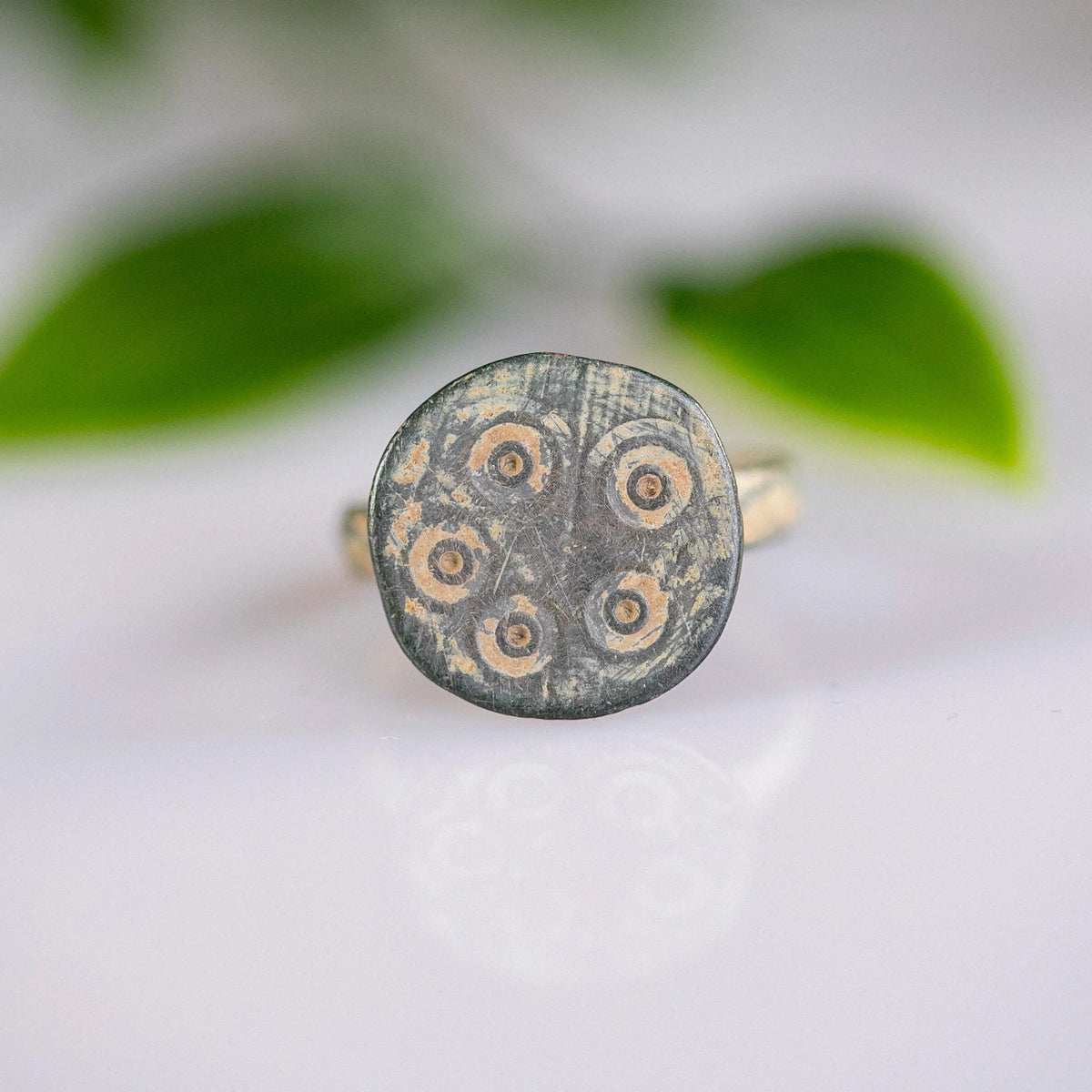 Medieval Bronze Seal Ring 'Sigillo' (12th-14th c. CE) EU 52/US 6