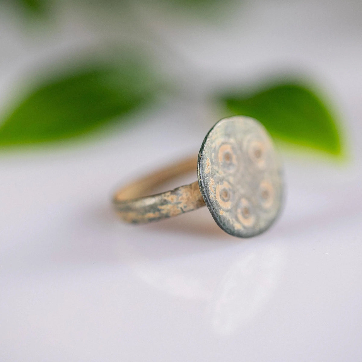 Medieval Bronze Seal Ring 'Sigillo' (12th-14th c. CE) EU 52/US 6