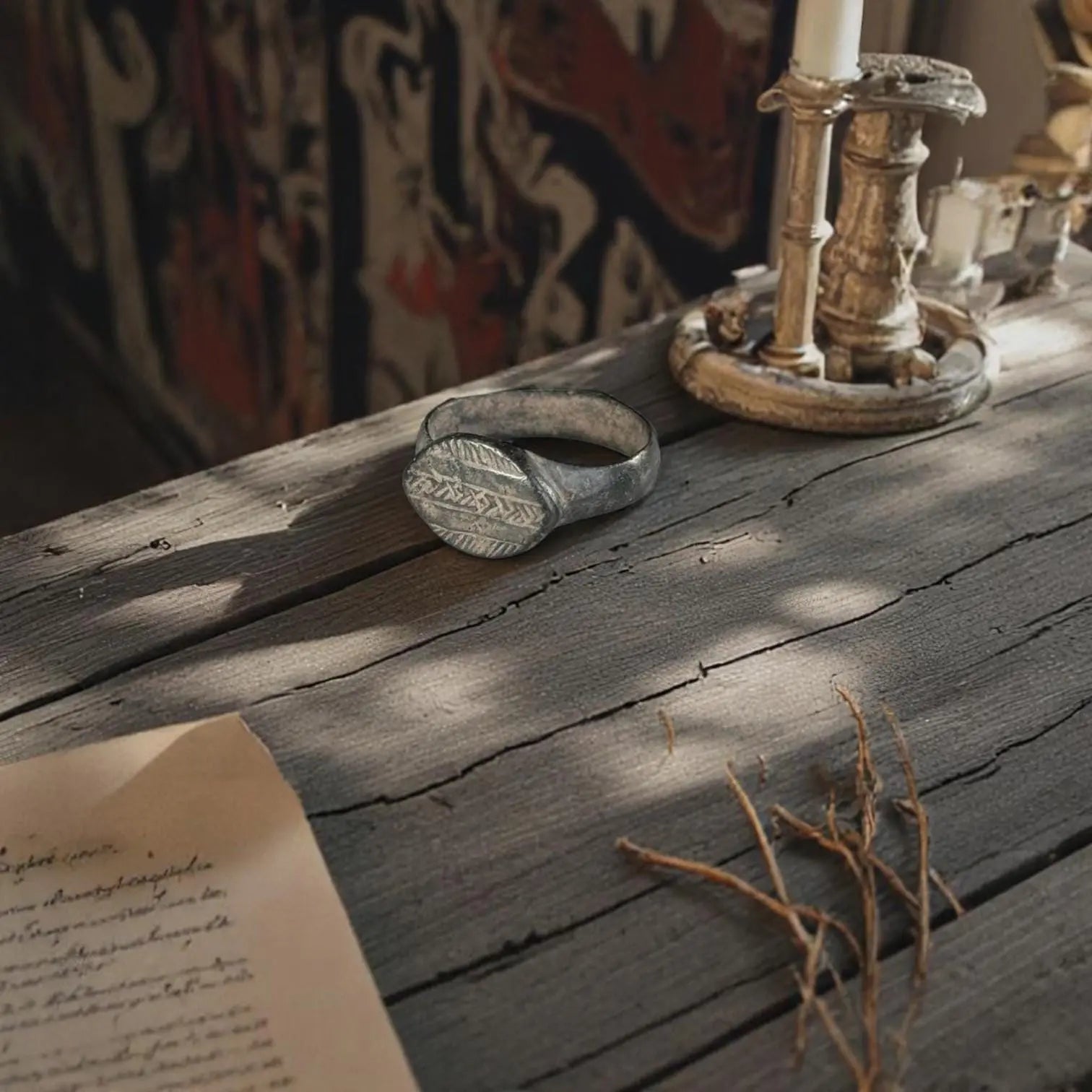 'Tessarion' - Medieval Bronze Signet Ring  (10th–13th CE) EU 54 / US 7 Aurora Antiqua