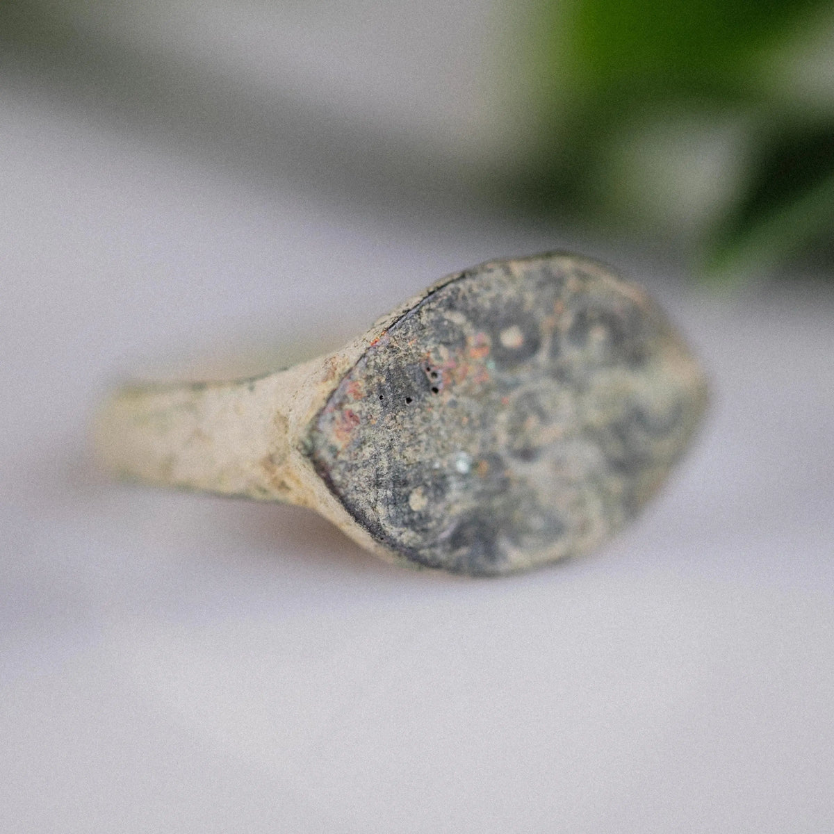 Medieval Bronze Ring 'Oval of Benoit' (12th-15th c. CE) EU 54/US 7