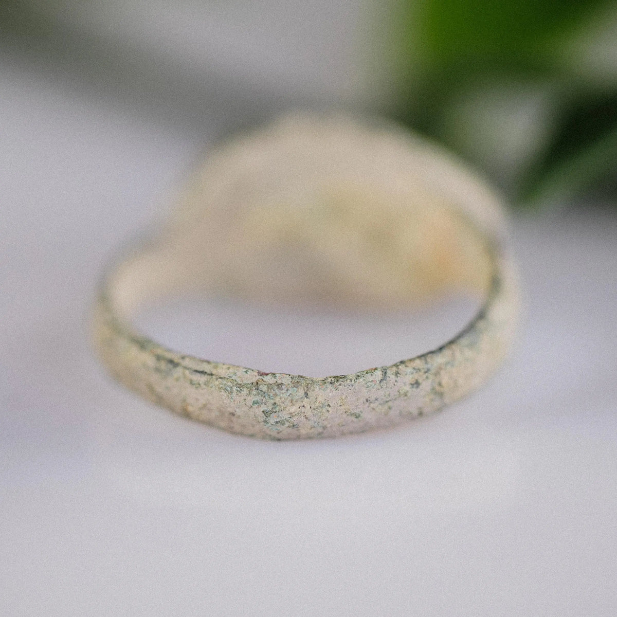Medieval Bronze Ring 'Oval of Benoit' (12th-15th c. CE) EU 54/US 7