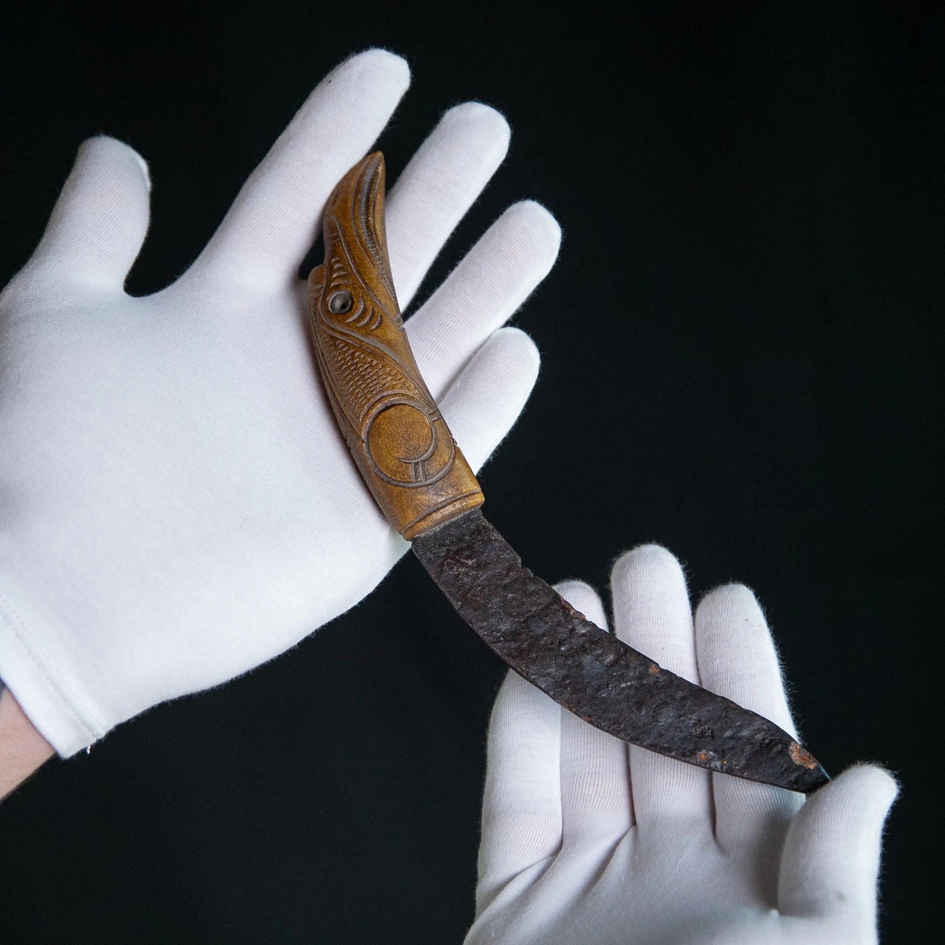 'Gunnar' Viking Iron Knife with Replica Raven-Head Bone Handle (9th–10th C. CE) Aurora Antiqua