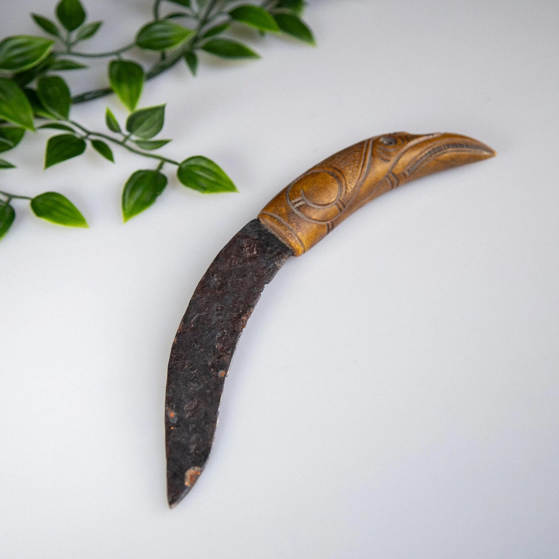 'Gunnar' Viking Iron Knife with Replica Raven-Head Bone Handle (9th–10th C. CE) Aurora Antiqua