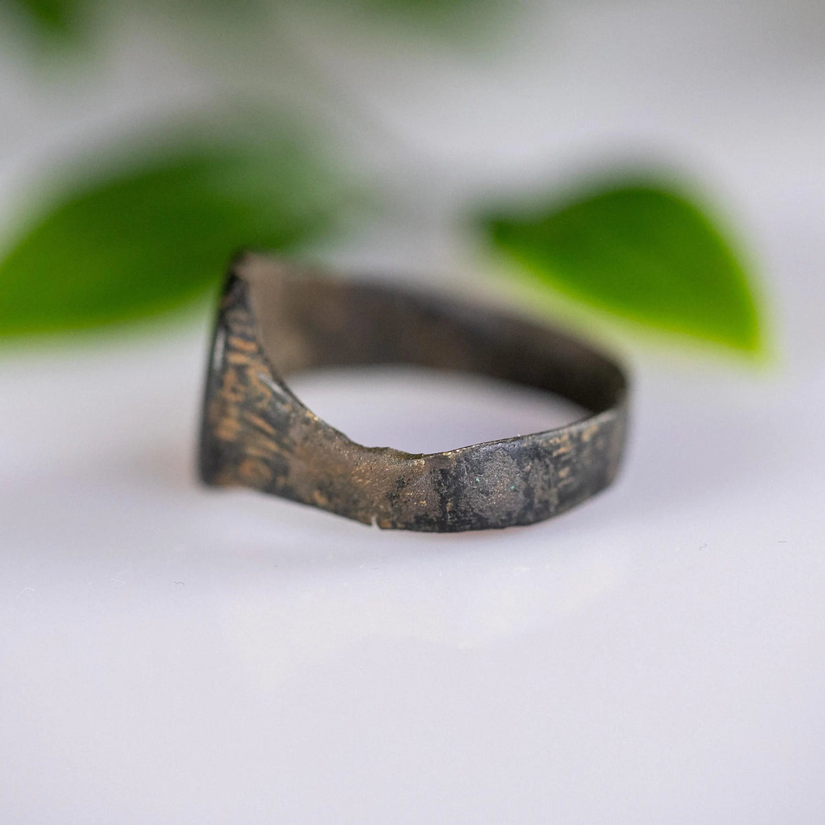 Medieval Bronze Signet Ring 'Henricus' (14th-17th c. CE) EU 61/US 9.5
