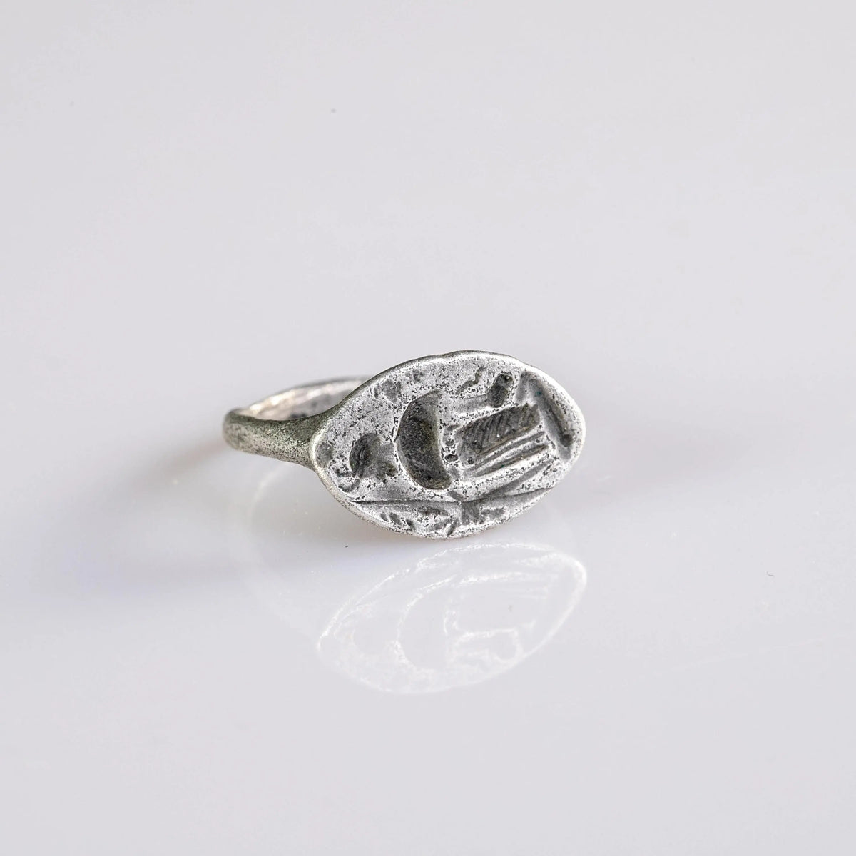 Roman Silver Intaglio Ring 'Diana' (1st-3rd BCE/CE) EU 54/US 7