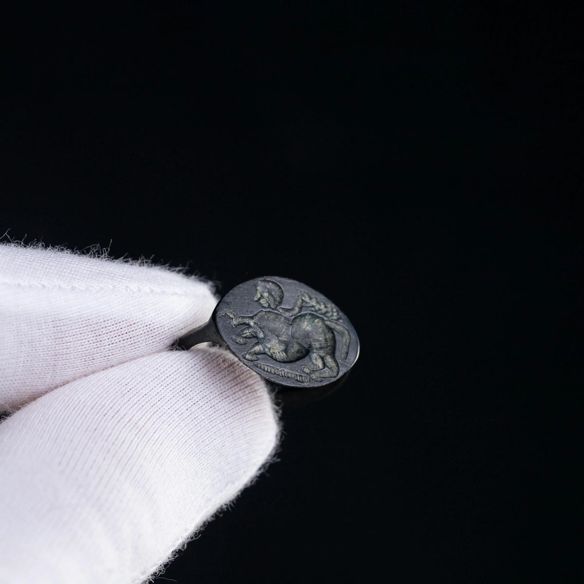 Greek Bronze Ring 'Chimaron' (4th c. BCE) EU 56/US 7.75