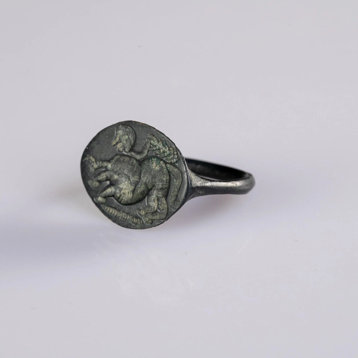 Greek Bronze Ring 'Chimaron' (4th c. BCE) EU 56/US 7.75