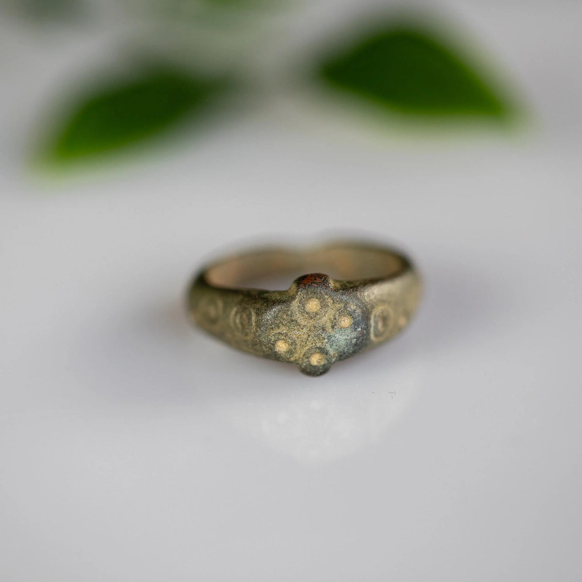 Medieval Bronze Ring 'Constantinus' (12th-14th c. CE) EU 54/US 7